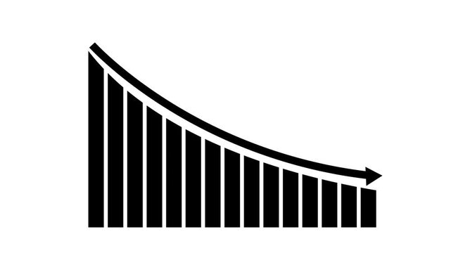 Animated down graph animation on transparent background. business down graph with arrow , losses failure due to economic crisis concept