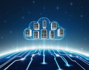 Naklejka premium Cloud Computing Infrastructure Technology Background