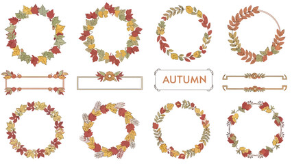 Autumnal Foliage Collection: Wreaths, Frames, and Borders with Fall Leaf Designs