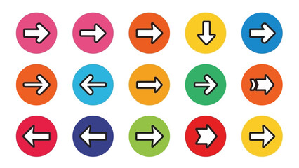 Set of Arrow Icons in Various Colors and Directions for Design Elements on White