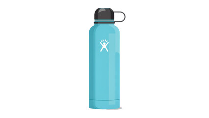 Winter water bottle icon, blue insulated flask, reusable drink container, png file, isolated on white
