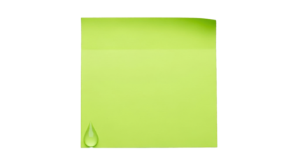Square neon green sticky note, single tear on the bottom corner