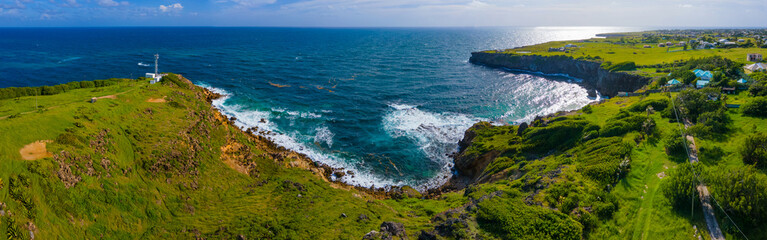 Spring Bay panoramic aerial view at Ragged Point in historic village of Marley Vale, Saint Philip, Barbados. 