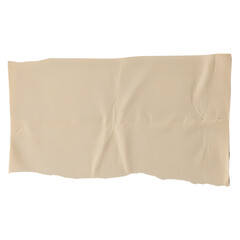 Obraz premium A wrinkled beige cloth against a white background viewed from directly above