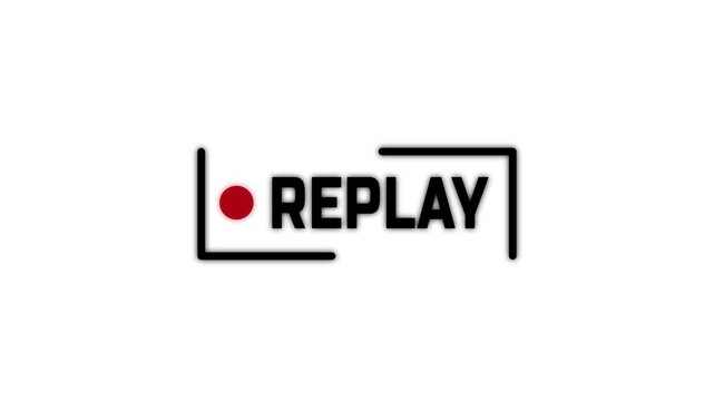 Action replay sign loop animation on white background. Replay Animation video with alpha channel 4K video