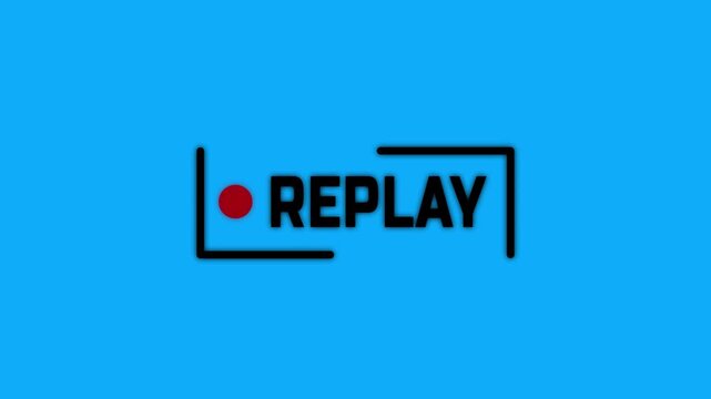Action replay sign loop animation on green background. Replay Animation video with alpha channel 4K video