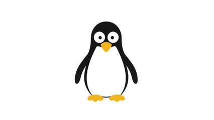 Winter penguin icon, cartoon polar bird character, seasonal illustration, png file, isolated on white
