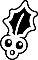 Christmas element holly berry icon leaf outline symbol minimal vector design joy