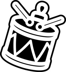 Christmas drum icon element outline simple bold line art festive design for holiday greeting graphic