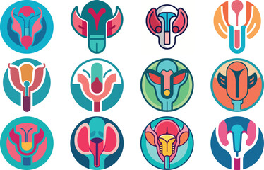 Human Anatomy Icon Set Featuring Heart, Liver, Kidney, Lungs, Intestine, Digestive System, Muscular System, Nervous System and Internal Organs &ndash; Flat Medical Vector Illustration for Healthcare, Educat