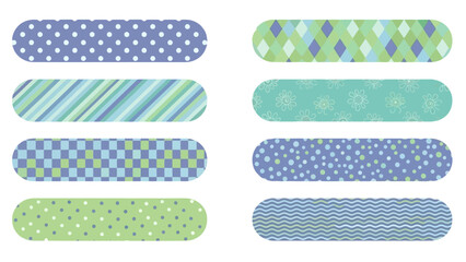 Set of eight pastel pattern banners in various designs for decoration and design elements