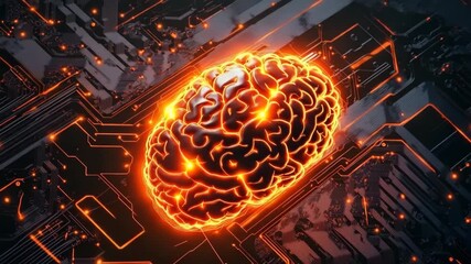 Innovative digital brain concept representing artificial intelligence on circuit board - Powered by Adobe