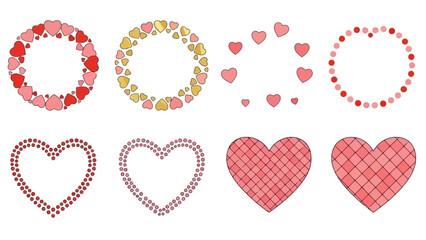 Valentine's Day Vector Set: Charming Heart Frames, Dotted Outlines, and Decorative Hearts