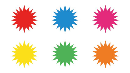 Colorful starburst shapes vector illustration set on a white background for design projects