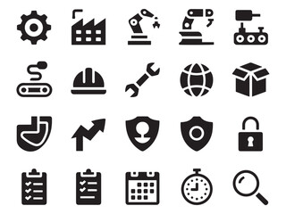 Industrial icons collection for manufacturing logistics automation and safety applications