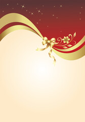 Elegant Red and Gold Floral Ribbon Background