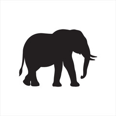 Majestic Elephant Silhouette Against White Backdrop Offering a Striking Visual for Wildlife and Conservation Concepts Depicting Strength and Grace