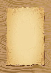 Vintage Parchment Paper on Wooden Texture Background