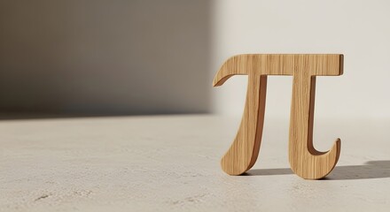Elegant wooden pi symbol casting a subtle shadow on a bright minimal background, embodying the infinite mathematical constant for Pi Day concept
