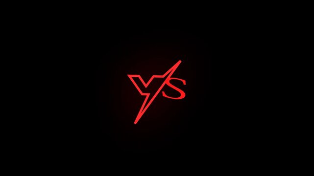 Versus glowing icon animation. v and s letter versus vs background overlay V/S 4k versus icon animation.
