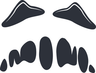 Abstract dark monster face drawing black silhouette