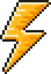 Yellow lightning bolt pixel art vintage game icon