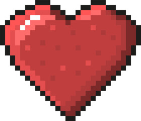Obraz premium Red pixel art heart representing love, health, life