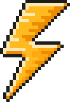 Yellow lightning bolt pixel art vintage game icon