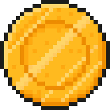 Golden pixel coin representing digital wealth and retro gaming