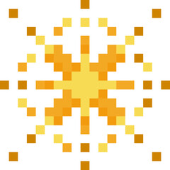 Pixel art starburst radiating golden squares
