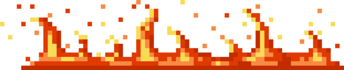 Fototapeta premium Pixel art fire flames emitting burning heat