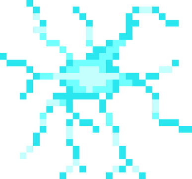 Pixel art neuron connecting with dendrites