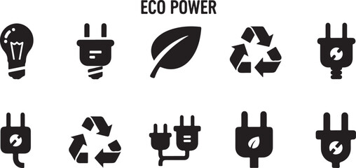 Eco power icons for green energy concepts