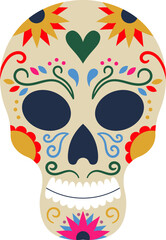 Mexican sugar skull celebrating Day of the Dead