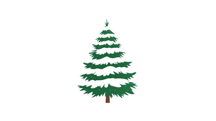 Winter fir tree icon, layered evergreen illustration, snowy forest element, png file, isolated on white