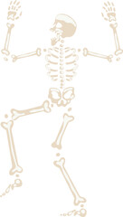 Dancing skeleton character raising arms for Halloween fun