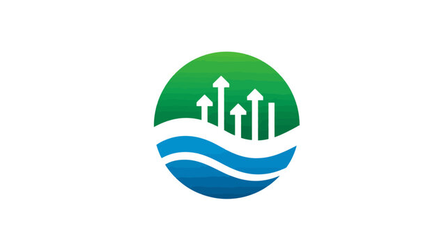 Abstract graphic logo with upward arrows representing business growth, financial success, environmental sustainability, and positive progress.