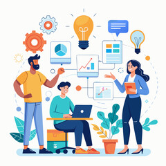 business people with social network icons