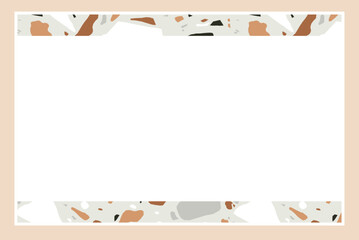 Terrazzo pattern header and footer framing white copy space
