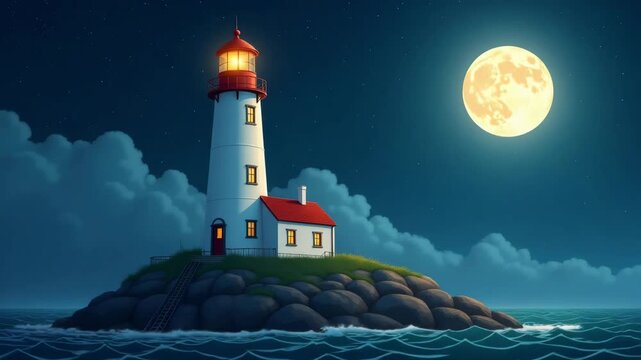 white lighthouse on the island