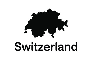 Obraz premium Black silhouette map of Switzerland country
