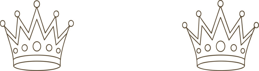 Crown simple line drawing icon set