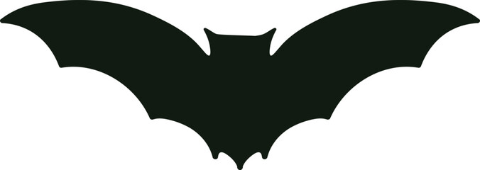 Black bat silhouette flying isolated on white