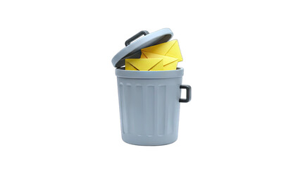 Trash Can with Envelopes: Email Spam Concept