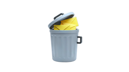 Trash Can with Envelopes: Email Spam Concept