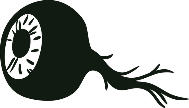 Eyeball with optic nerve silhouette vector drawing