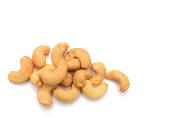 Cashew nuts on white background 