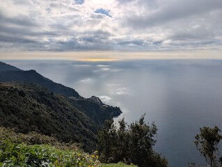 view of the sea from the cinque terre hike