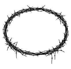Barbed wire shape frames in rough grunge style, Transparent Background