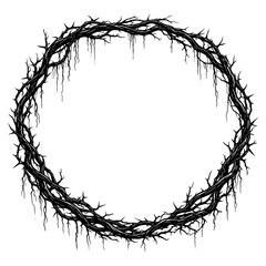 Dark thorn branch frame set in circular and square shapes, Transparent Background